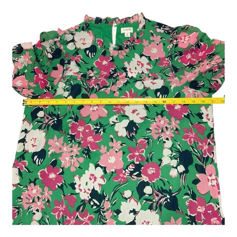 J. CREW Green Floral Women’s blouse size M - Picture 4 of 11